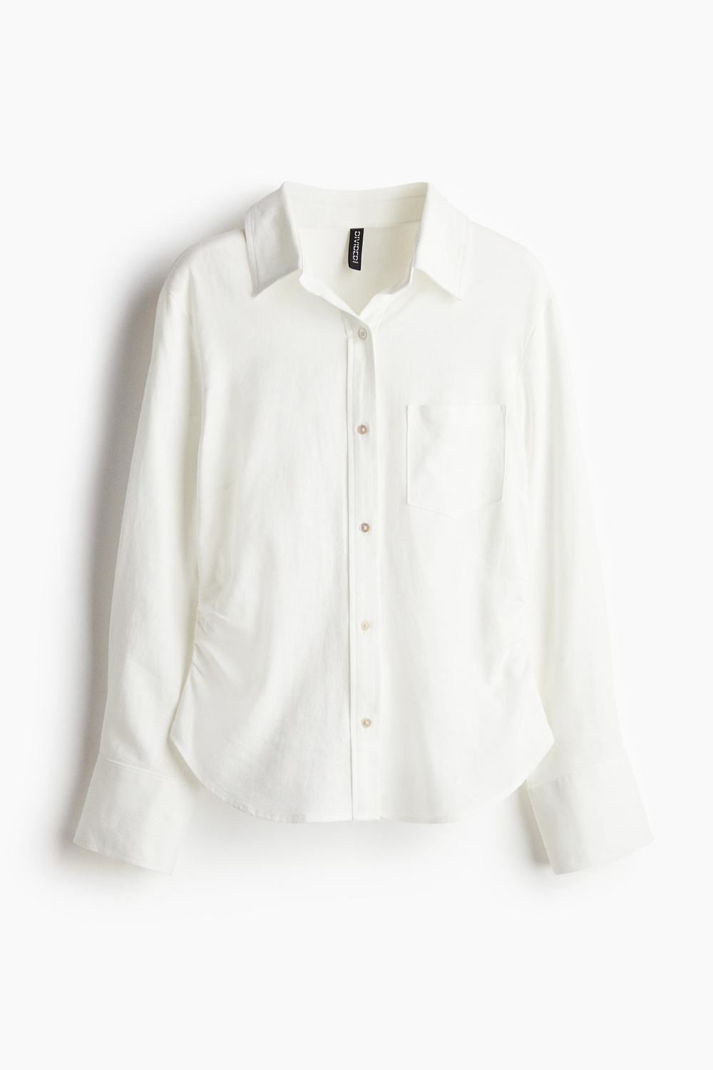 Рубашка с льном и сборками по бокам - H&M