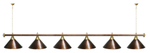 Лампа STARTBILLIARDS 6 пл. (плафоны зеленые,штанга золотая,фурнитура золото)