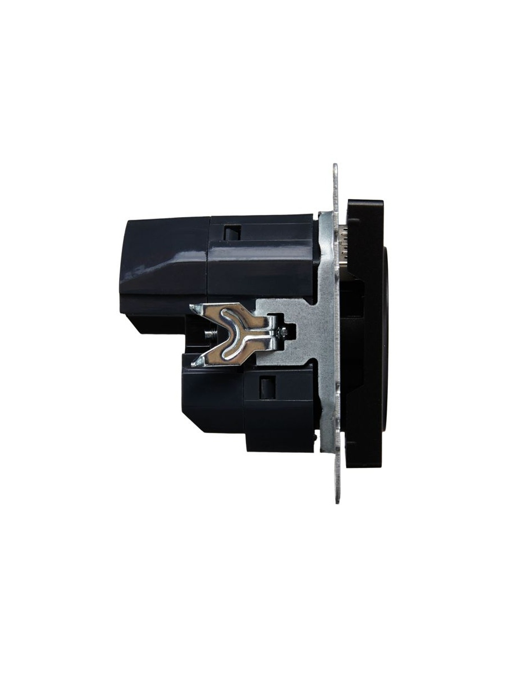 Розетка BRITE РЮш10-1-БрЧ 16А с USB A+A 2.1А с заземл. защ. шторки механизм черн. IEK BR-R14-16-U21-D21-K02