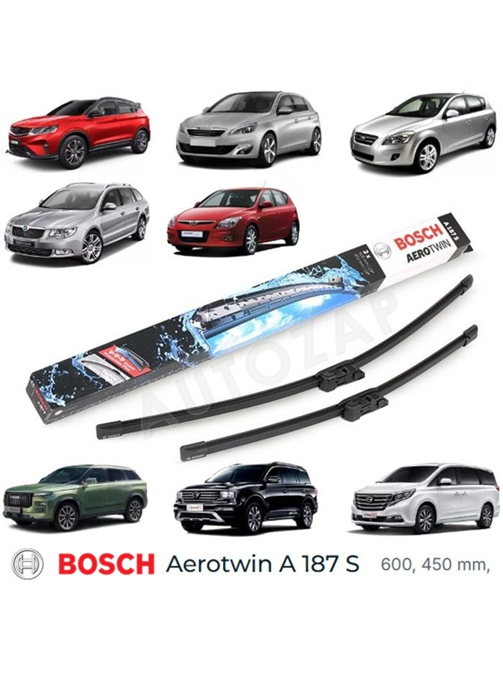 Щетки стекл-ля BOSCH VW Caddy 3,4, Touran Superb Coolray i30 Ceed Peugeot 308