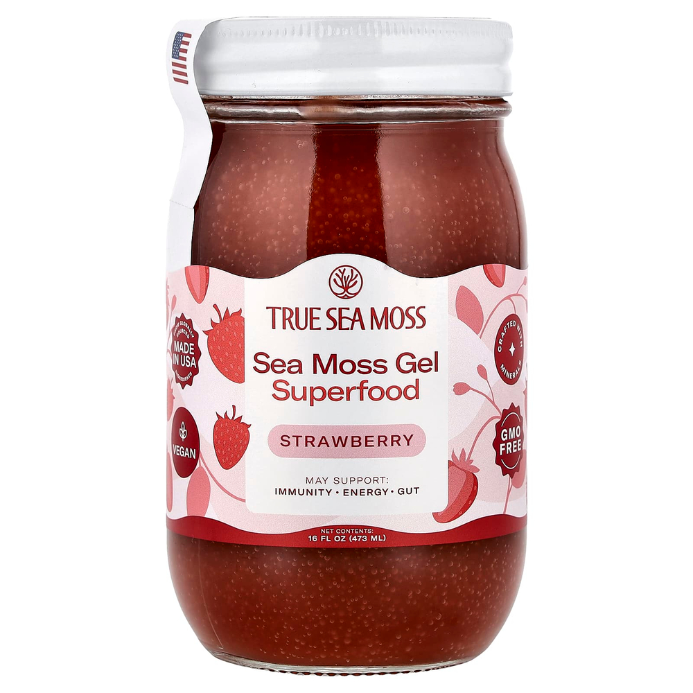 True Sea Moss, гель с морским мхом-суперфудом, клубника, 473 мл (16 жидк. унций)