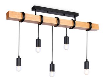 Подвесной светильник в стиле лофт 5*Е27 TR8183/5 BK/LW чёрный/светлое дерево Traditional Ambrella