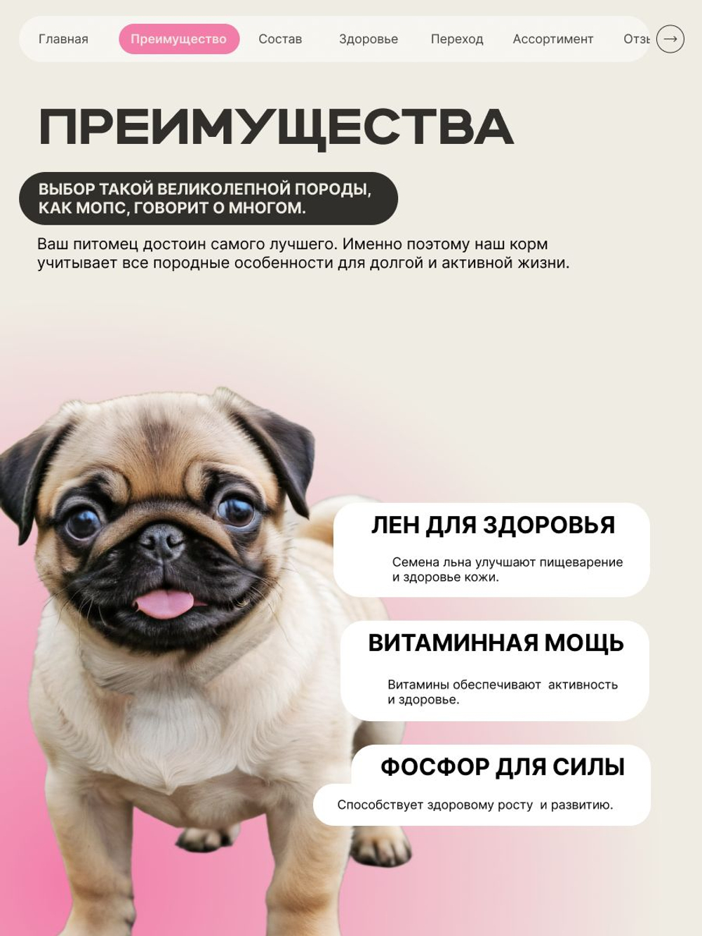Корм сухой для щенков породы Мопс, с говядиной, 12 кг, QUATTRO