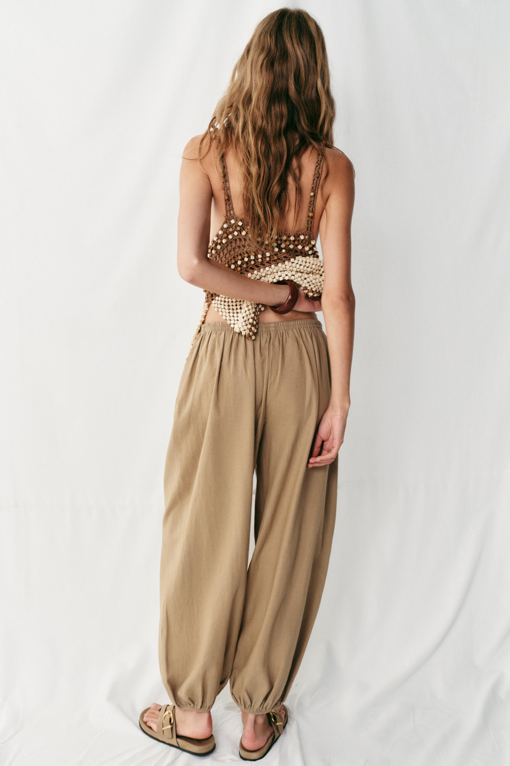 БРЮКИ-ШАРОВАРЫ ИЗ ЛЬНА — ZARA