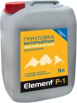 Грунтовка интерьерная Alpa Element P-1 проникающая акриловая бесцветная 9л
