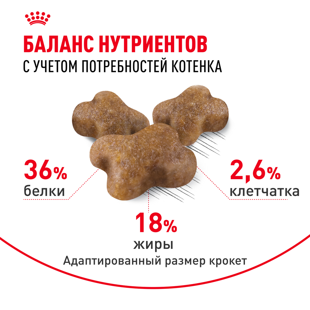 Royal Canin Kitten Киттен Корм сухой сбалансированный для котят в период второй фазы роста до 12 месяцев 1,2кг