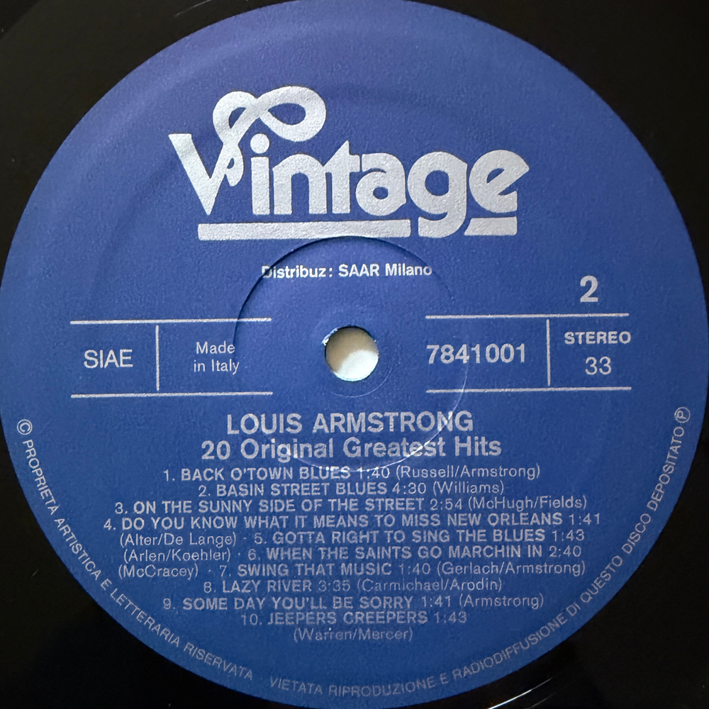 Louis Armstrong ‎– 20 Original Greatest Hits (Италия 1980г.)