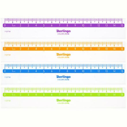 Линейка 15см, пластиковая, прозрачная, Berlingo Color