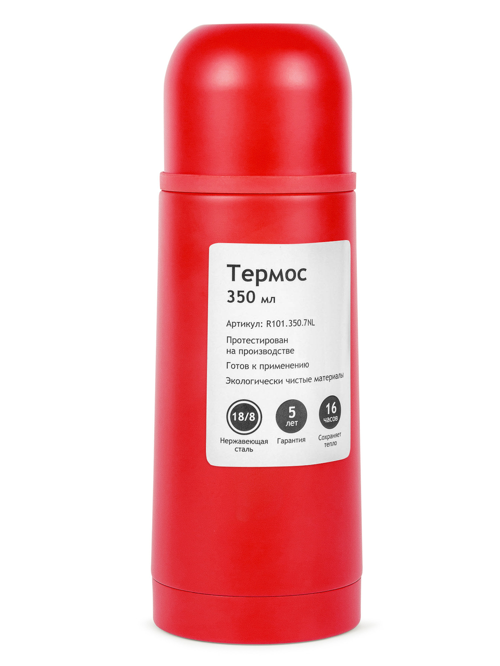 Термос Relaxika 101 (0,35 литра), красный (без лого)