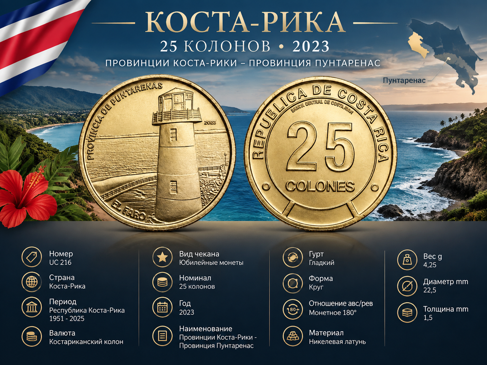 Коста-Рика 25 колонов, 2023 Провинция Пунтаренас
