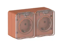 Розетка двойная с крышкой IP54 Systeme Electric AtlasDesign Profi54 Терракотовый ATN547026