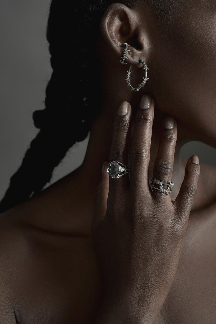 Кольцо двойное на фалангу — Caviar Jewellery, серый, фото 3