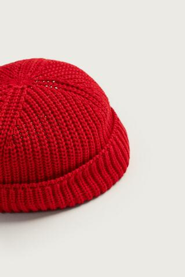 ZARA КОРОТКАЯ ШАПКА БИНИ ИЗ ХЛОПКОВОГО МИКСА, КРАСНЫЙ