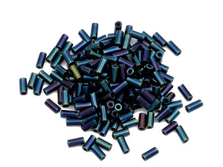 Стеклярус Bugle 1 (3mm) Miyuki, Metallic Blue Iris