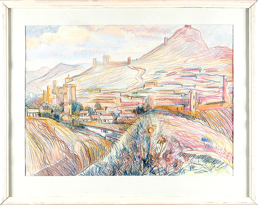 Ган Т. К. Крепостная гора (Судак). Бумага, пастель. Крым, СССР. 1964.
