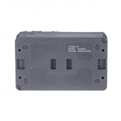 ATLASDESIGN PROFI IP54 О/У БЛОК: РОЗЕТКА с заземл. со шт., 16А, ВЫКЛЮЧАТЕЛЬ 1-клав., 10АХ, АНТРАЦИТ
