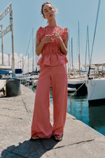 ШИРОКИЕ БРЮКИ В КЛЕТКУ ВИШИ — ZARA