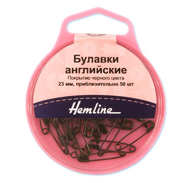 Булавки английские l=23 мм, металл, черные, 250 шт, Hemline