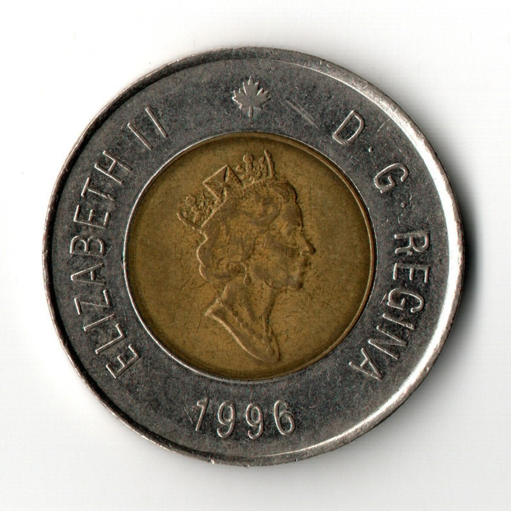 2 доллара. 1996 год. Полярный белый медведь. Канада