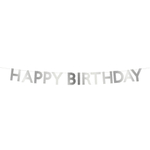 Гирлянда серебряная "С Днем Рождения" [Happy Birthday] 1.8 м