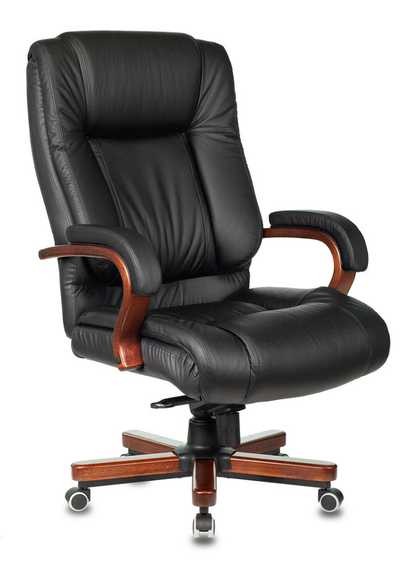 Кресло руководителя Бюрократ T-9925WALNUT черный кожа/иск.кожза крестов. металл/дерево
