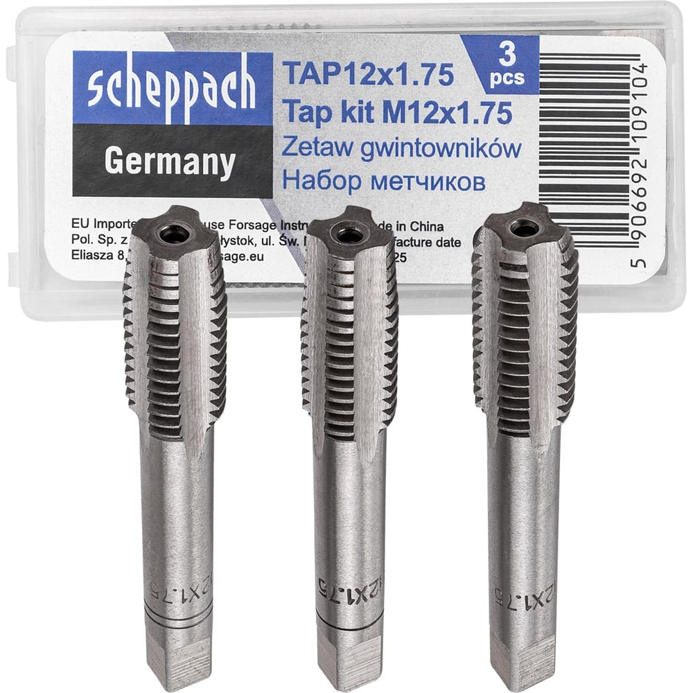 Метчик Scheppach M12x1,75 (3шт) Sch-TAP12x1.75(62781)