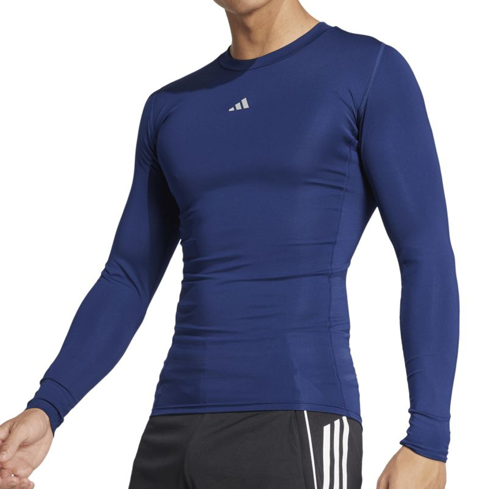 Мужская теннисная футболка с длинным рукавом Adidas Techfit Aeroready Long - tena blue