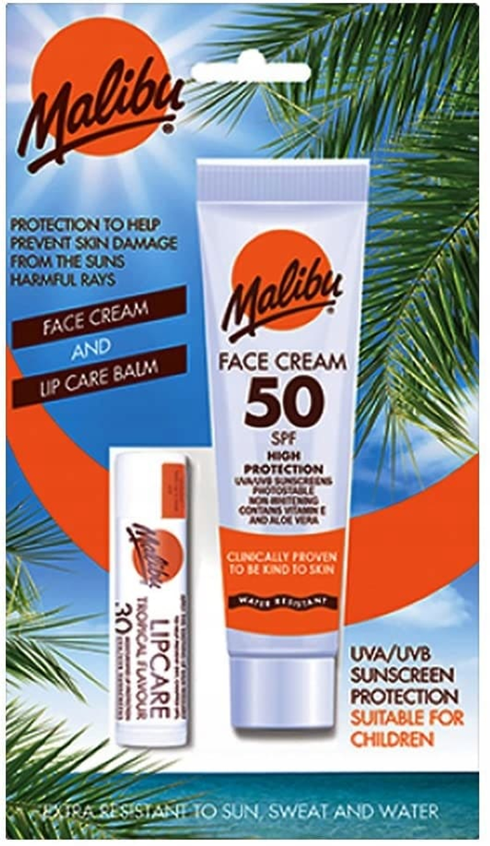 Набор Malibu Крем для лица Spf 50 (40 мл) и бальзам для губ Spf 30 (5 г), Великобритания