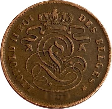 2 сантима 1869-1909 Бельгия (надпись на французском DES BELGES)