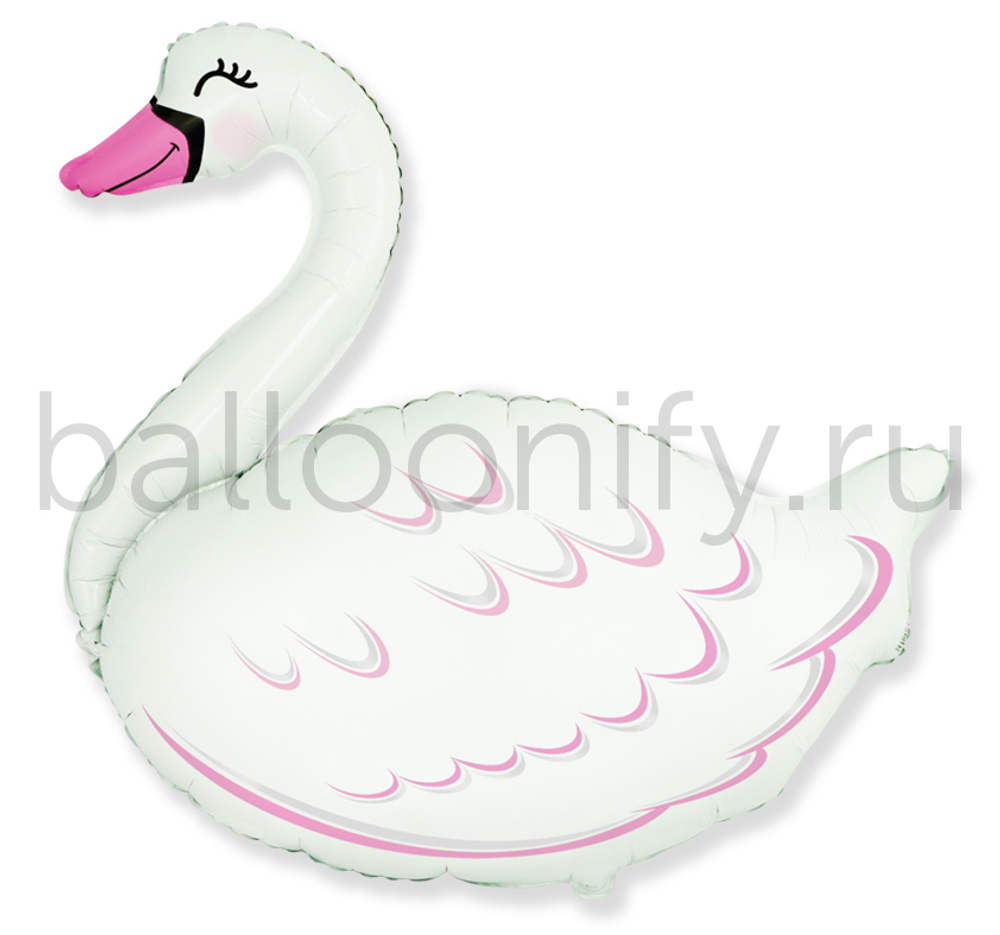 Шар (35''/89 см) Фигура, Лебедь, Белый, 1 шт.