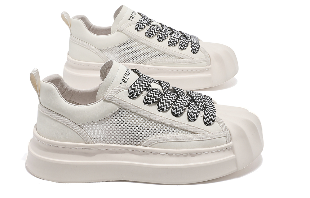 TRUMPPIPE Fabric Stylish Skateboarding Shoes Men"s White