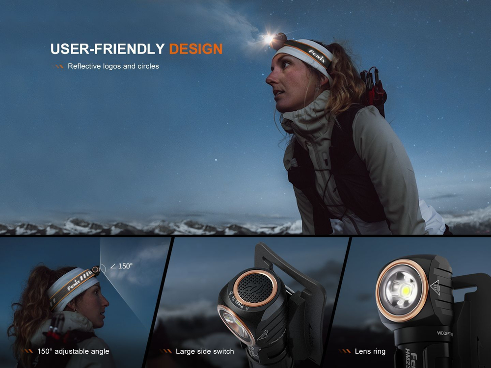 Налобный фонарь Fenix HM23 V2.0 легкий  для бега, спорта и отдыха, есть красный свет, 300 люмен