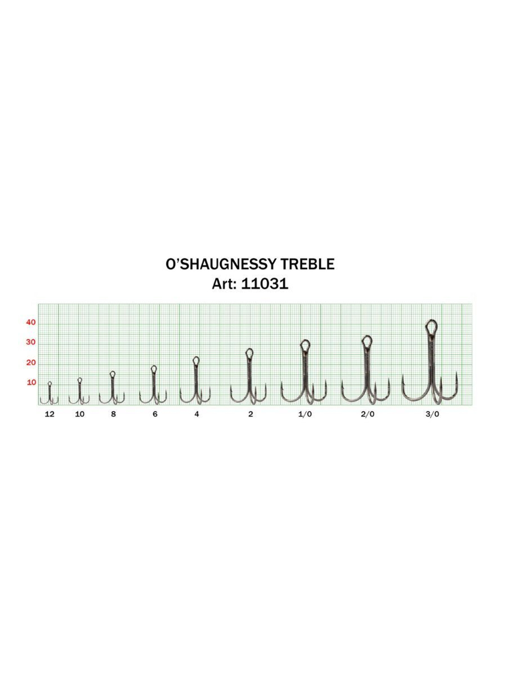 Крючок рыболовный тройник с удлинённым, усиленным цевьём O Shaughnessy Treble 11031 №10