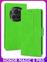 Стильный чехол-книжка из кожи для HONOR MAGIC 6 PRO с отделом для наличных, 3 слотами для карт и подставкой