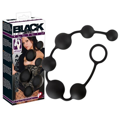 Силиконовые анальные шарики Black Velvets (Цвет: черный)