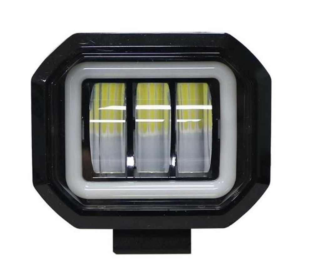 Прожектор LED-СТГ -прямоуг 30W (105*75*50) 3Lenz+ДХО шт G0082 (срез углы)