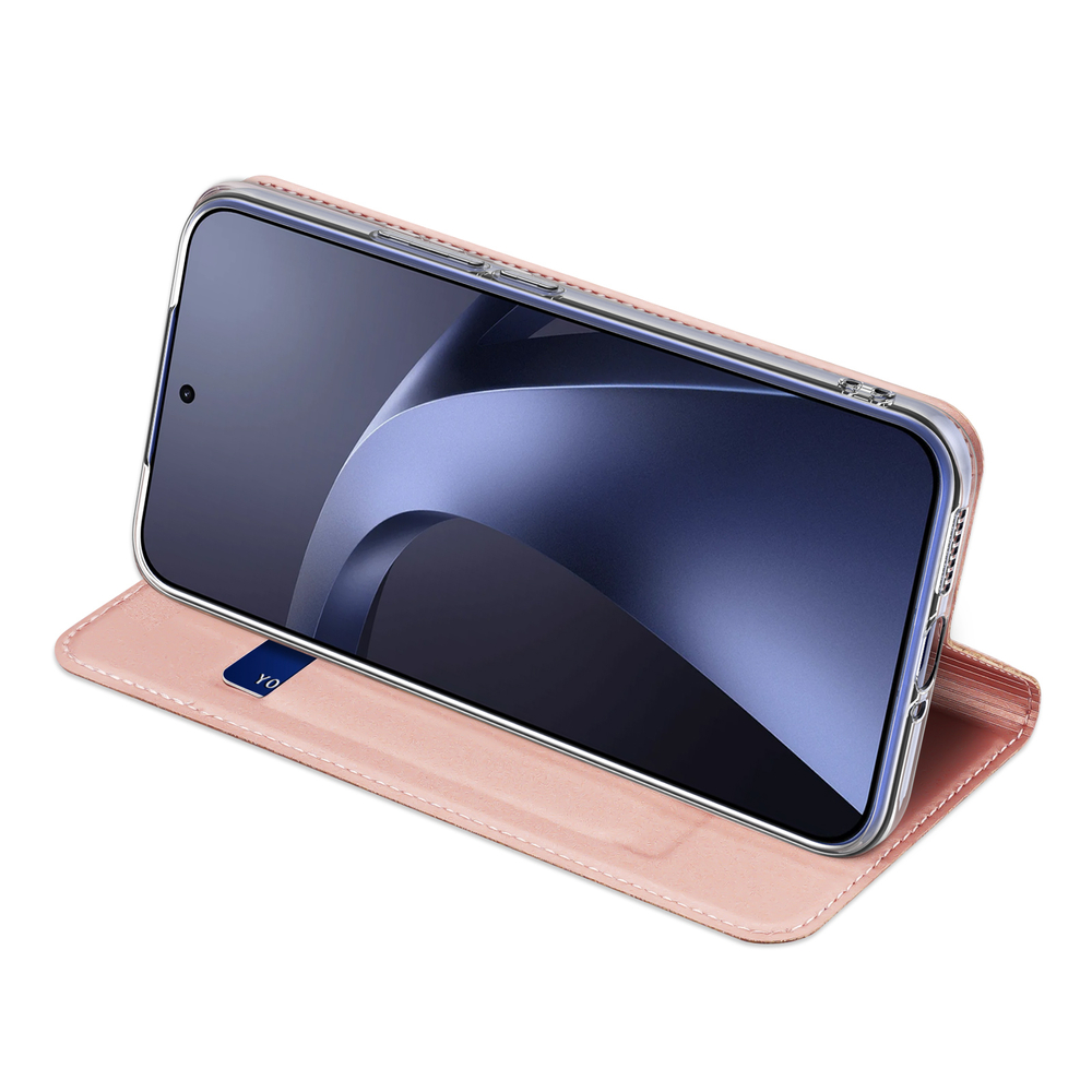 Чехол книжка розового цвета для Xiaomi 17T Pro, серия Skin Pro Series от Dux Ducis