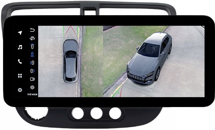Магнитола для Honda Civic 7 2001-2005 левый руль - Teyes LUX ONE 360 монитор 12.3" 2K QLED на Android 10, Быстрая, CarPlay, 4G SIM-слот, 4 камеры в комплекте