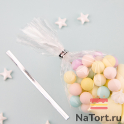 Твист-лента для пакетиков 8 см (СЕРЕБРО, 800 шт)