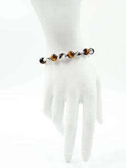 Браслет из натурального тигрового глаза и нержавеющей стали
