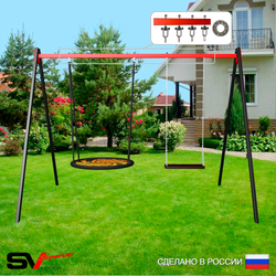 Уличные качели Sv Sport УК172.1П2 (3.0м/Гнездо 100см/Деревянные/Подвесы на подш 2к)