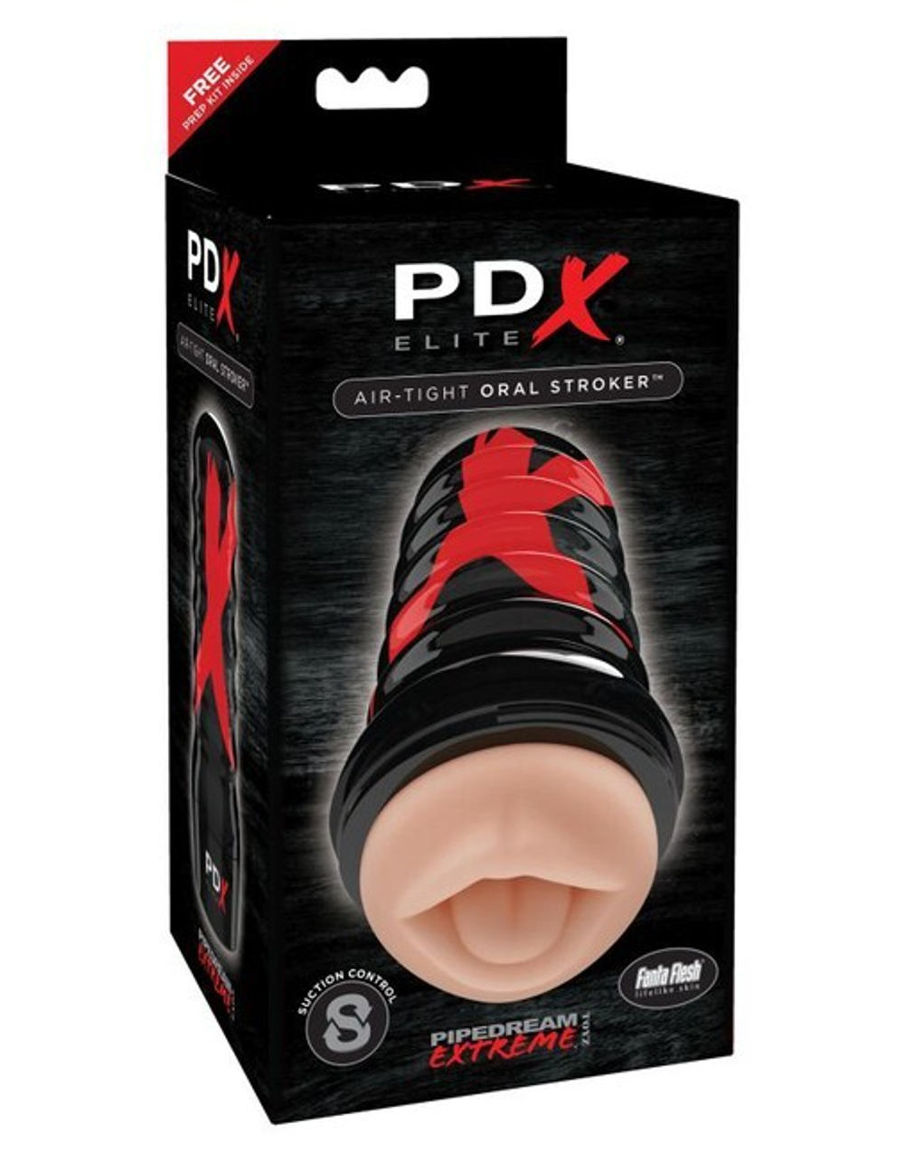 Мастурбатор в тубе тугой ротик PDX ELITE Air Tight Oral Stroker (Цвет: телесный с черным)