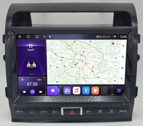 Магнитола для Toyota Land Cruiser 200 2007-2015 (климат на ШГУ) - Kuberg SF-1620-3-ABC QLed, Android 12, Быстрая, CarPlay, 4G SIM-слот