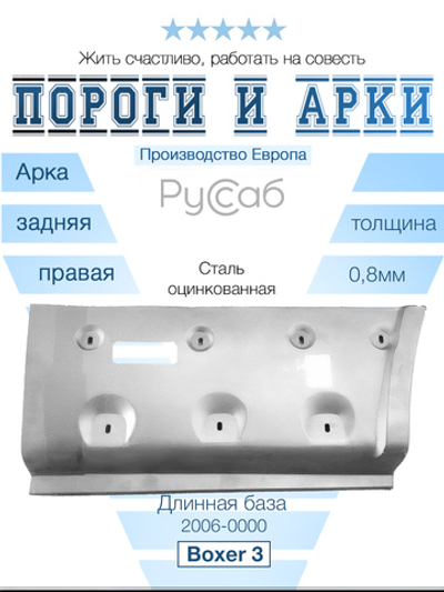 Полуарка зад правая Peugeot Boxer 3 2006 - н.в (Polcar)