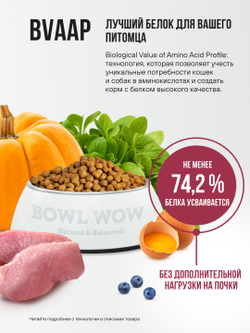 Сухой корм Bowl Wow для стерилизованных кошек, с индейкой, курицей и свеклой - 1,5 кг