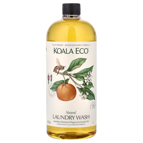 Koala Eco, натуральное средство для стирки, эфирное масло австралийского мандарина и перечной мяты, 1 л (33,8 жидк. унции)