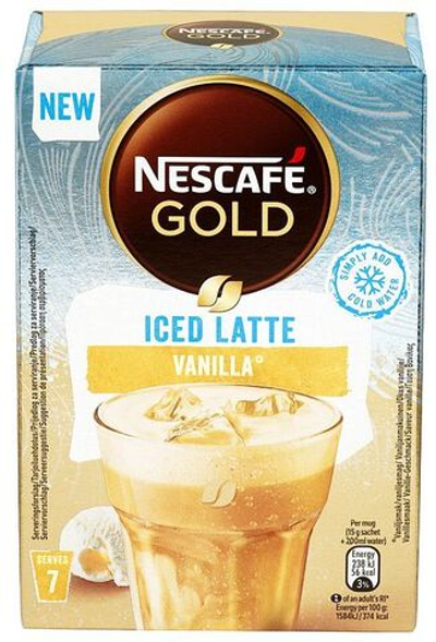 Кофе растворимый Nescafe Gold "Iced Latte Vanilla" в стиках 7 шт. по 15 г (из Финляндии)