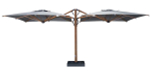 Зонт профессиональный двухкупольный 2.9х6.3 м Scolaro Galaxia Dual T Timber, имитация ироко, серебристо-серый