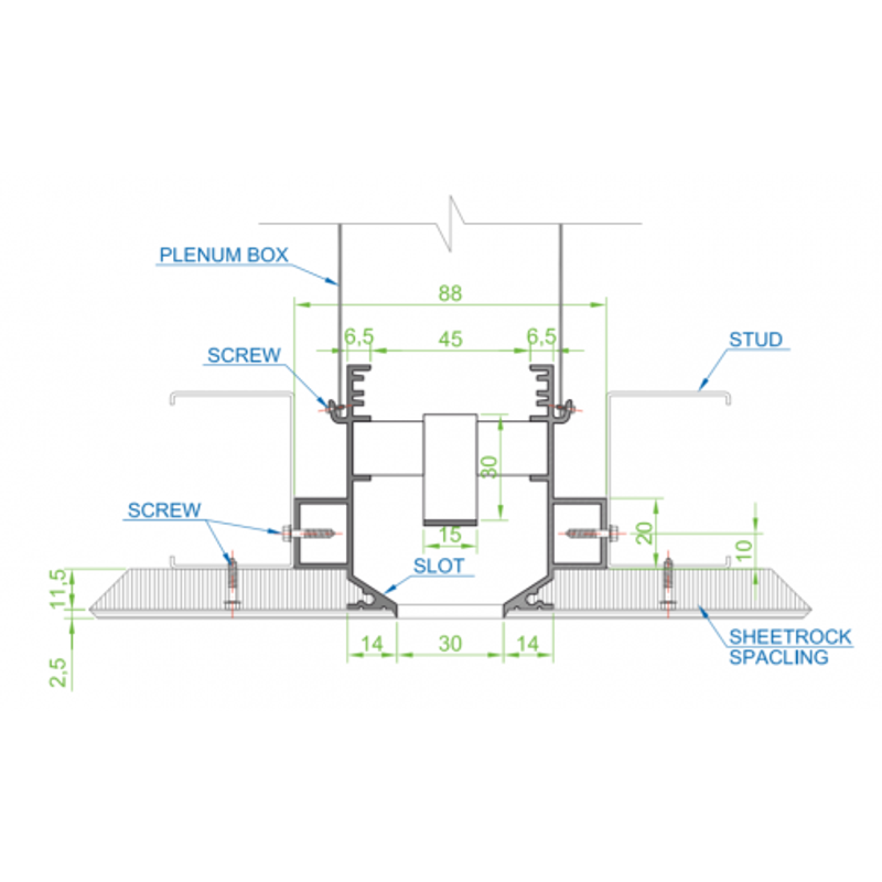 Двухщелевой диффузор скрытого монтажа RITECH HS4D100