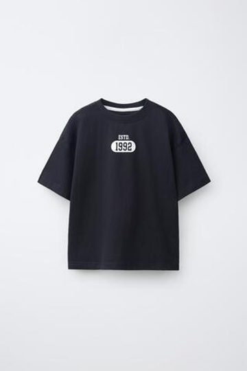 ZARA ФУТБОЛКА С ПРИНТОМ, СИНИЙ